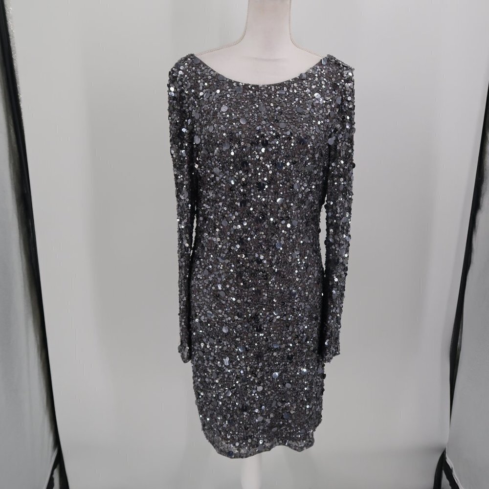 Aidan Mattox Silver Fully Sequined Long Sleeve Co… - image 5